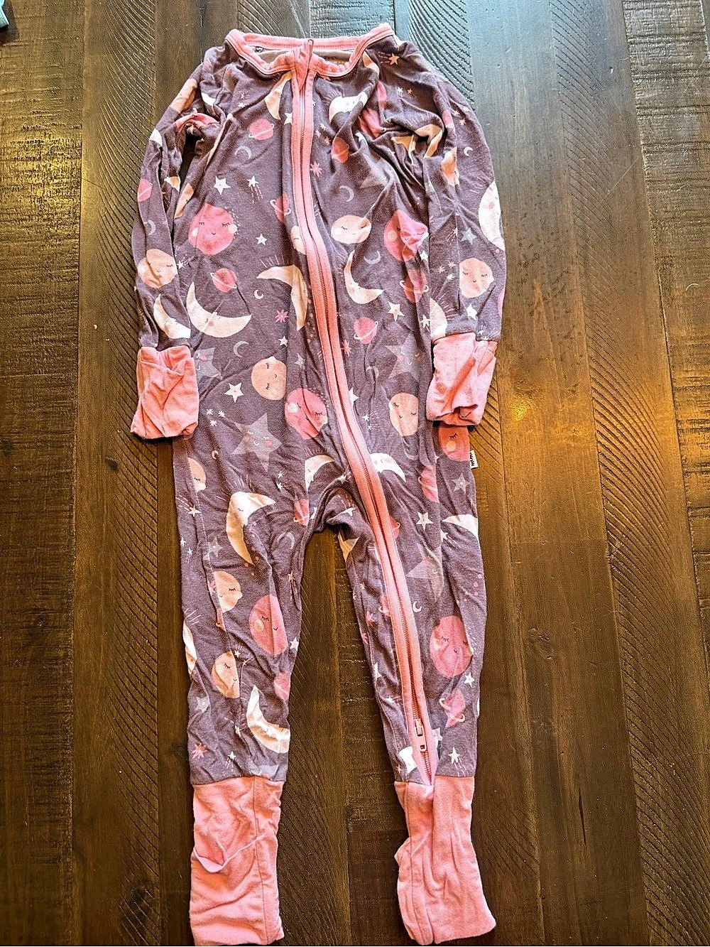 Little sleepies Baby Pink & Purple Pajama Jumpsuit Size 12M